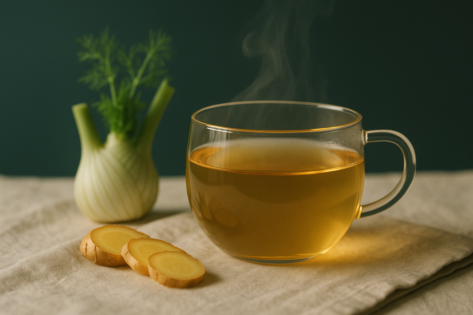 Chá digestivo de gengibre e erva-doce