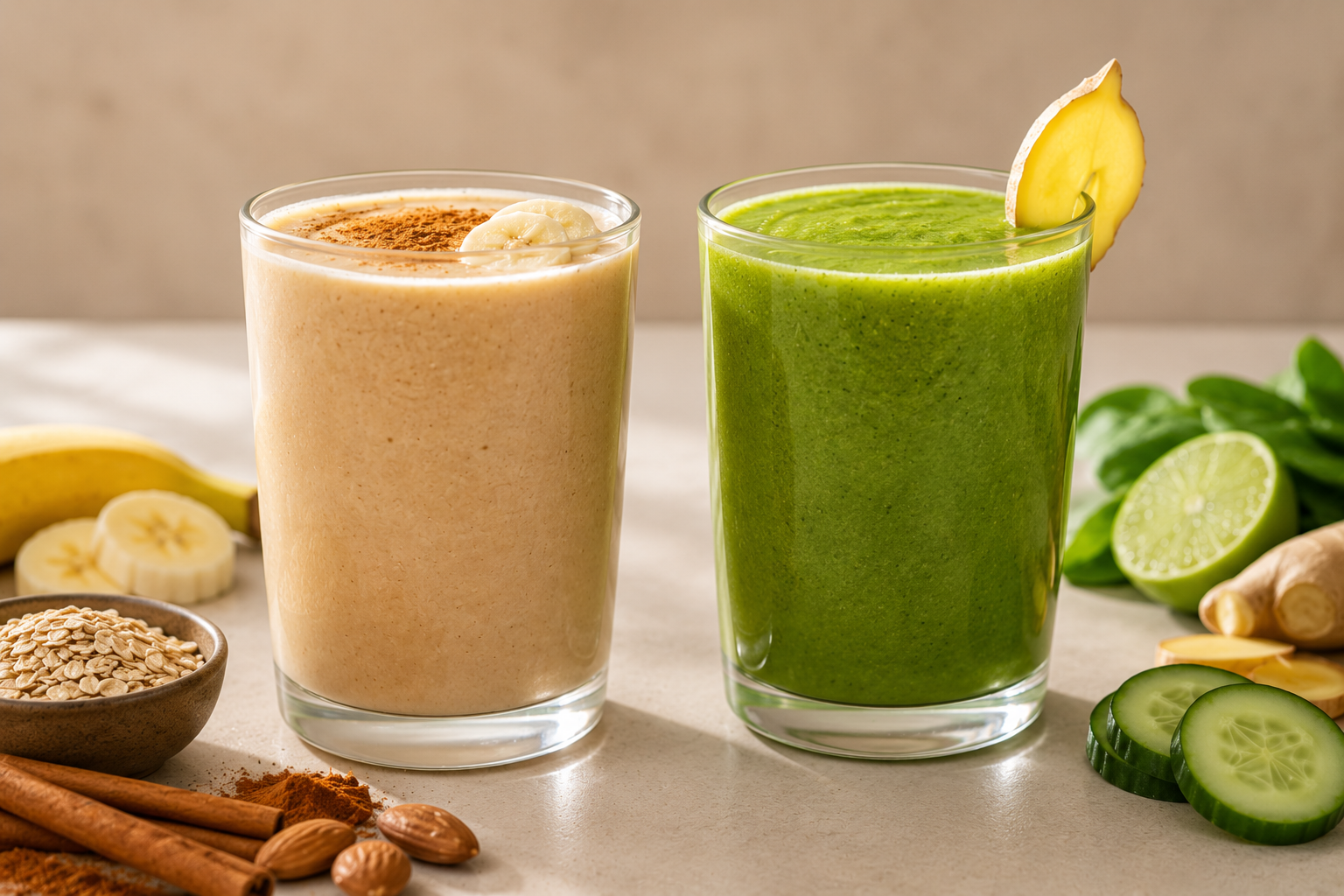 Smoothies da Prata e da Juventude lado a lado