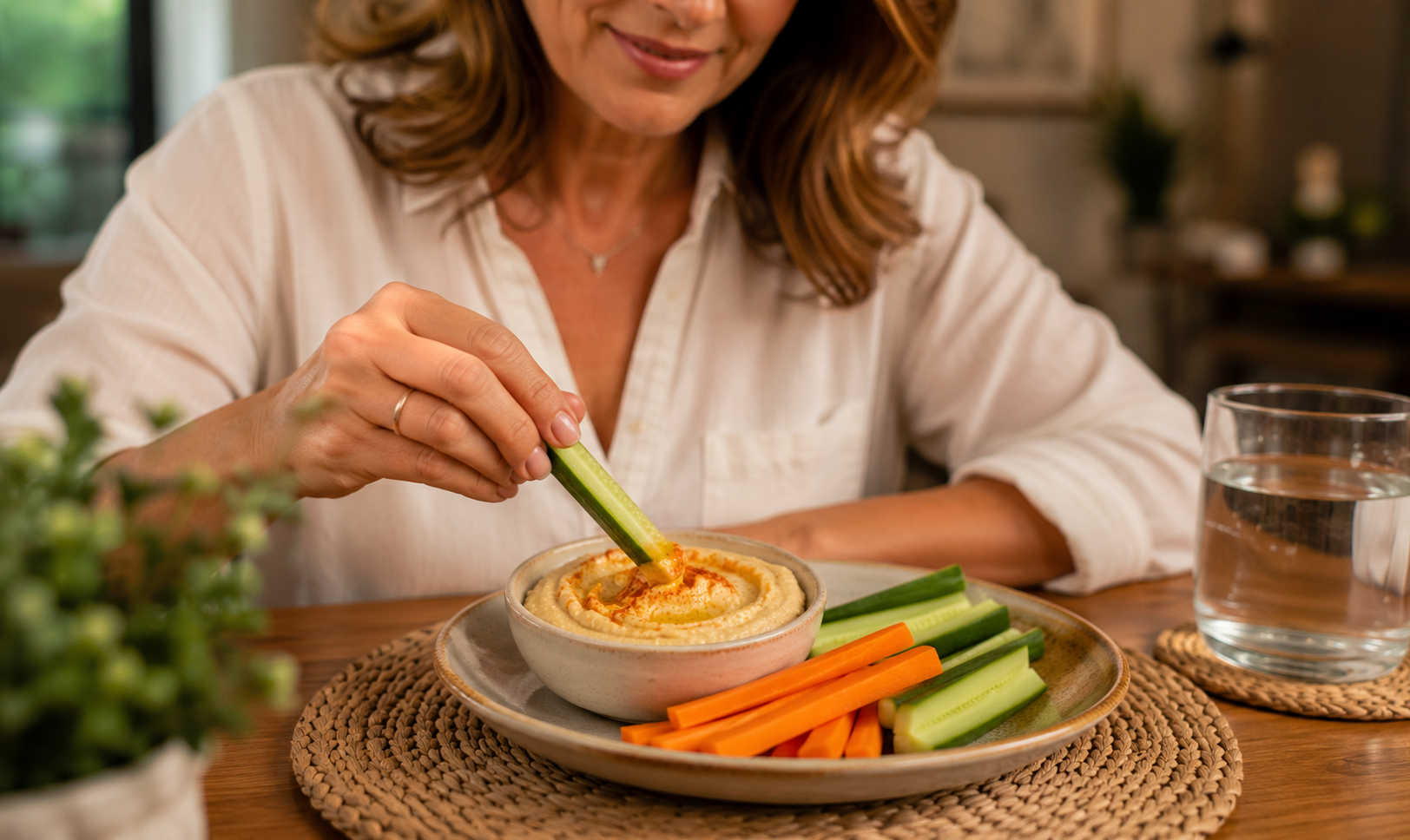 Lanches anti-aging: maçã com pasta de amendoim, mix de castanhas, iogurte, cenoura com homus, ovo com tomate